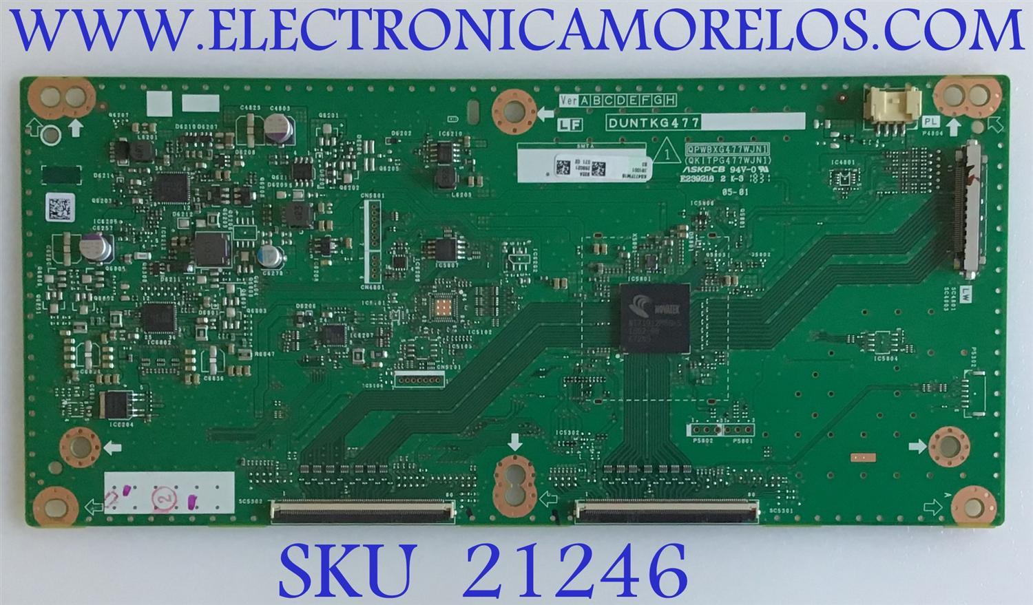 T-CON PARA TV SHARP / DUNTKG477FM16 / QPWBXG477WJN1 / KG477FM16 / QKITPG477WJN1 / 932A / PANEL JE800D3GW65X / MODELO PN-LE801