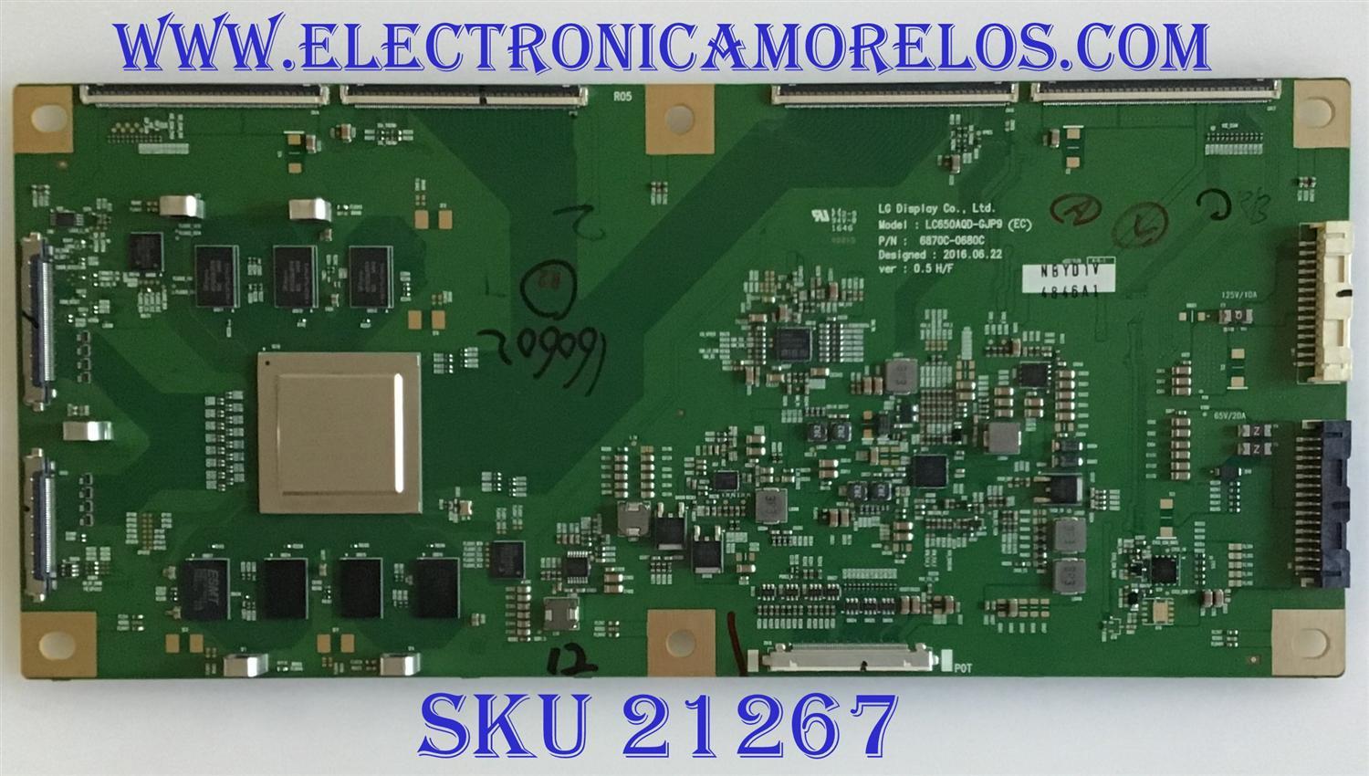 T-CON LG / 6871L-4846A / 6870C-0680C / 4846A / PANEL'S LC650LQD (GJ)(P9) / LC650AQD (GJ)(A9) / MODELOS OLED65C6P-U.BUSZLJR / OLED65B6P-U BUSZLJR