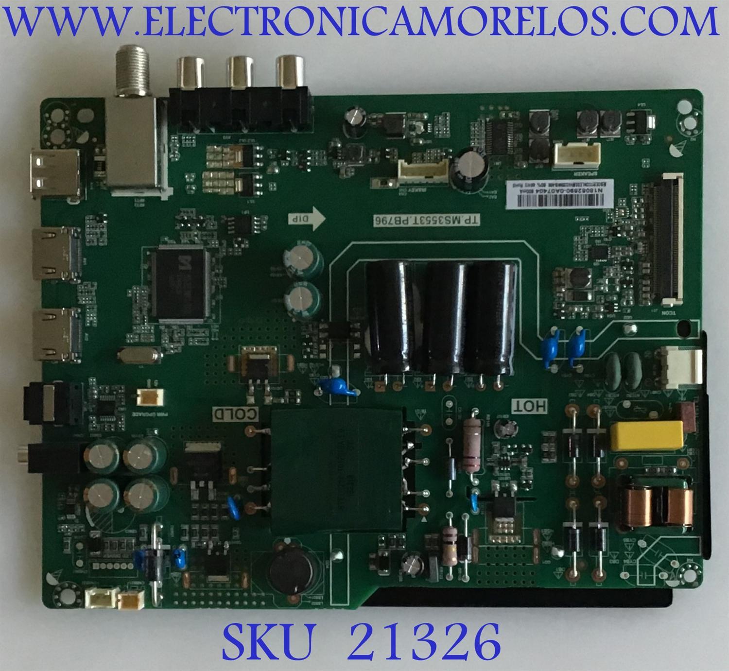 MAIN FUENTE (COMBO) INSIGNIA / 3200538995 / TP.MS3553T.PB796 / N18082890 / PANEL BOEI320WX1-01 / DISPLAY HV320WHB-N86 / MODELO NS-32D220NA18