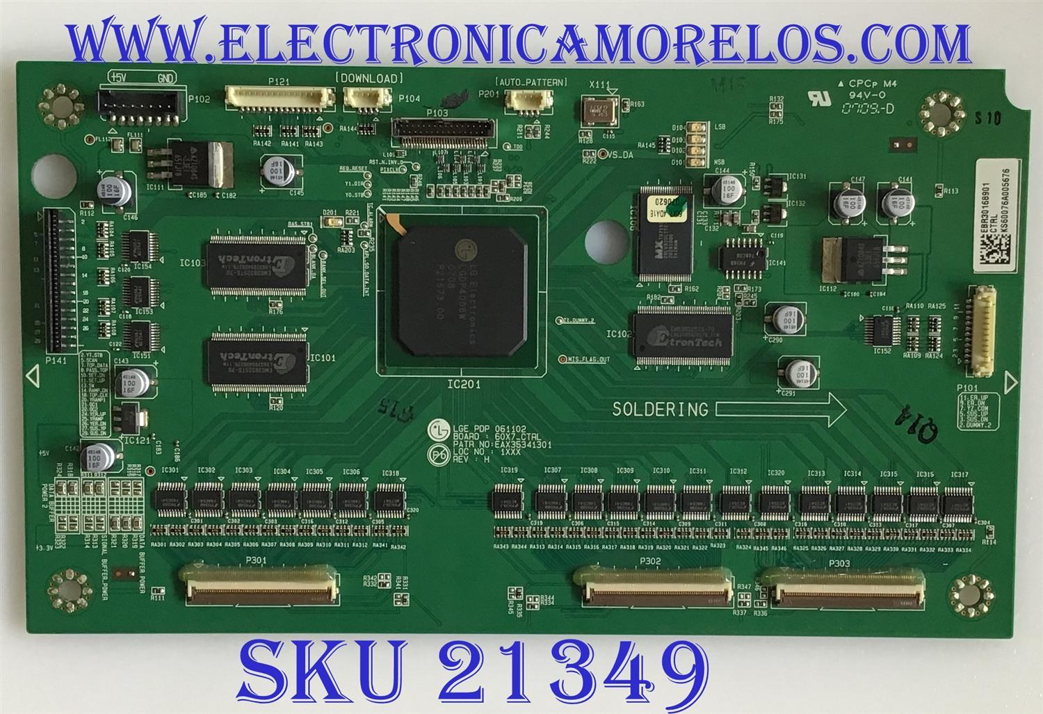 MAIN LOGICA LG / EBR30168901 / EAX35341301 / PANEL PDP60X70000 / MODELOS 60PB4DA / 60PB4DT-UB AUSLLJR / 60PC1D-UE AUSLLJR / 60PM4M-WA / 60PB4DA-UA AUSLLJR / 60XP10 / P606Y2