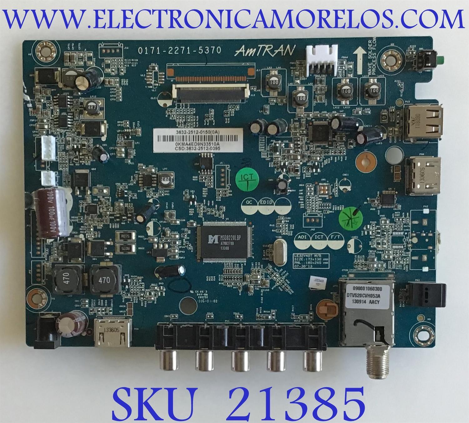 MAIN HITACHI / 3632-2512-0150 / 0171-2271-5370 / 3632-2512-0395 / PANEL LSC320HN04-001 / MODELO LE32V407