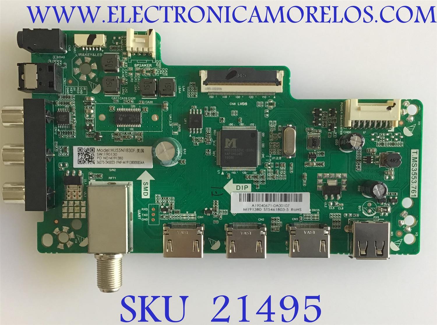 MAIN INSIGNIA / 245023 / T.MS3553.761 / HU55N1830F / 190130 / PANEL JHD550N1F81-TX\S0\FM\ROH\BBY / MODELO NS-55D420NA20 