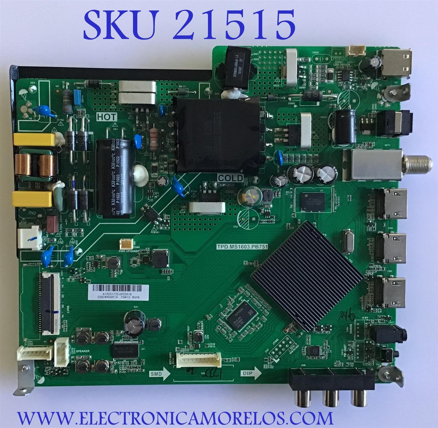 MAIN FUENTE COMBO  JVC / 515Y16031M20 / TPD.MS1603.PB751 / 536D4906XF14 / 2010053113 / PANEL LSC490HN02-S / MODELO LT-49MAW598 AAP