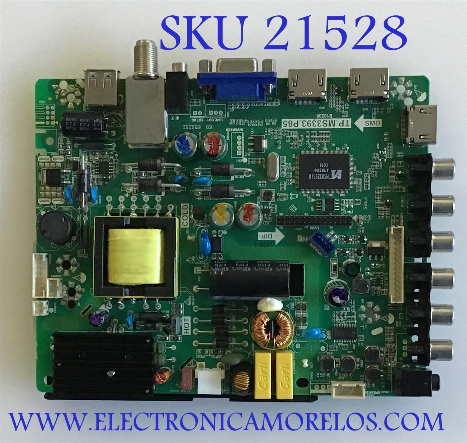 MAIN FUENTE PARA TV WESTINGHOUSE / NUMERO DE PARTE 142123932012 / TP.MS3393.P85 / HV320WX2 / PANEL HV320WX2-201 / MODELO DW32H1G1 TW-75021-B032E 