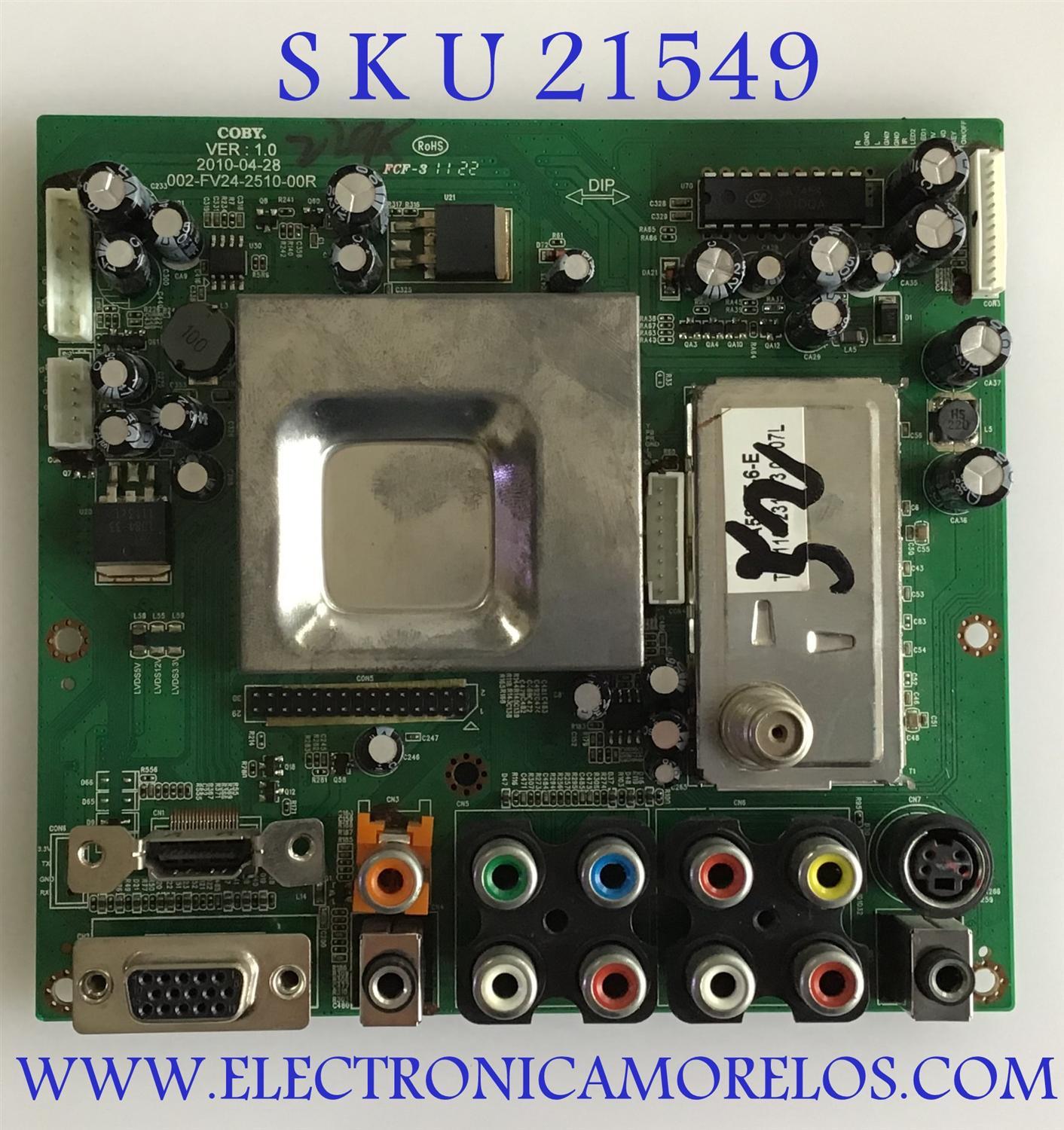 MAIN COBY / 002-FV24-2510-00R / 002-FV24-2510-00R / PANEL CLAA215FA01 / MODELO TLFDVD2295
