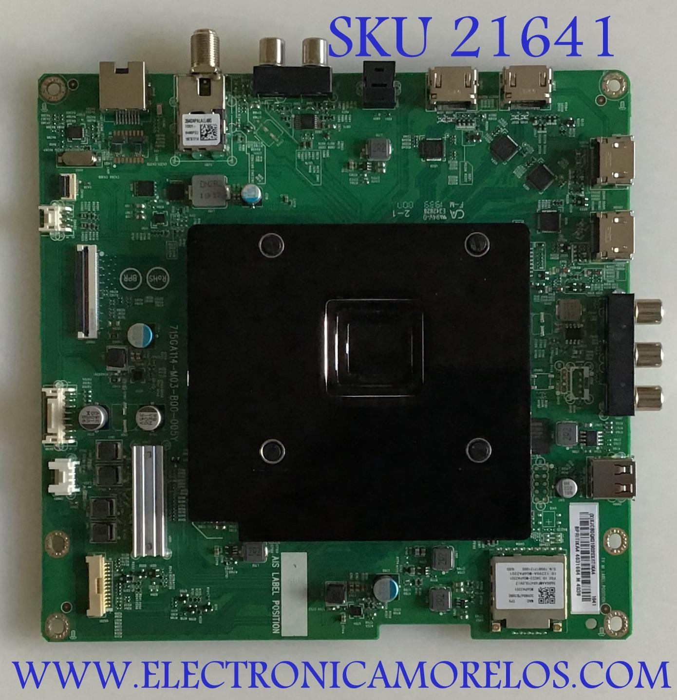 MAIN VIZIO / 756TXJCB0QK019 / 715GA114-M03-B00-005Y / (X)XJCB0QK019020X / BPRITIKA4 / PANEL TPT650UA-QVN07.U REV:S900C / DISPLAY T650QVN07.9 / MODELOS M658-G1 LTCWYH / M658-G1 LTMWYH