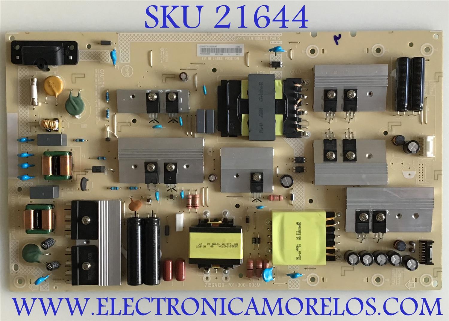 FUENTE DE PODER PARA TV VIZIO / NUMERO DE PARTE ADTVI1825AAT / 715GA120-P01-000-003M / (X)ADTVI1825AAT / PANEL TPT650UA-QVN07.U REV:S900C / DISPLAY T650QVN07.9 / MODELO M658-G1 M658-G1 LTMWYHKV / M658-G1 LTCWYHNV
