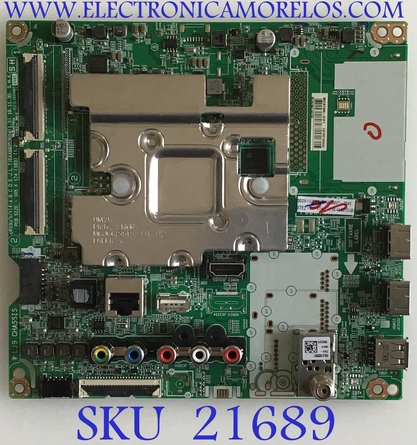 MAIN PARA TV LG 4K·UHD·HDR SMART TV / NUMERO DE PARTE EBT66165504 / EAX68253604 / EAX68253605 / 66165504 / EAX68253604(1.0) / EAX68253605(1.1) / PANEL NC650DQG-AAGX5 / DISPLAY LC650DQJ (SM)(A1) / MODELO 65UM6900PUA / 65UM6900PUA.BUSYLKR