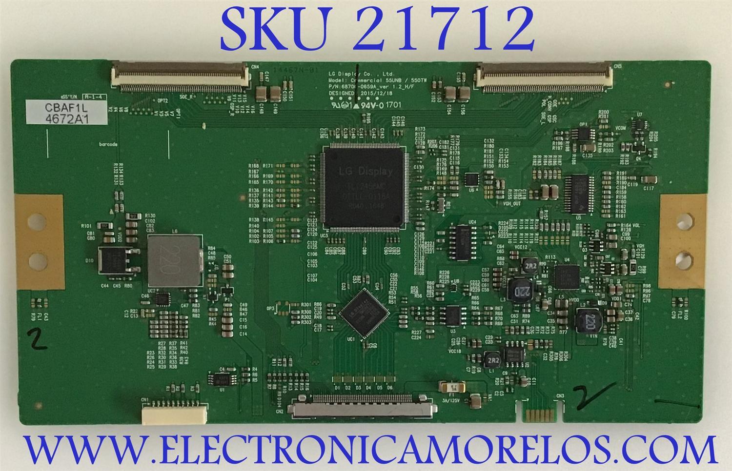 T-CON LG / 6871L-4672A / 6870C-0659A / 4672A / PANEL LD490DNUN (TH)(C2) / MODELO 49VL5B-B.AUSDLJM