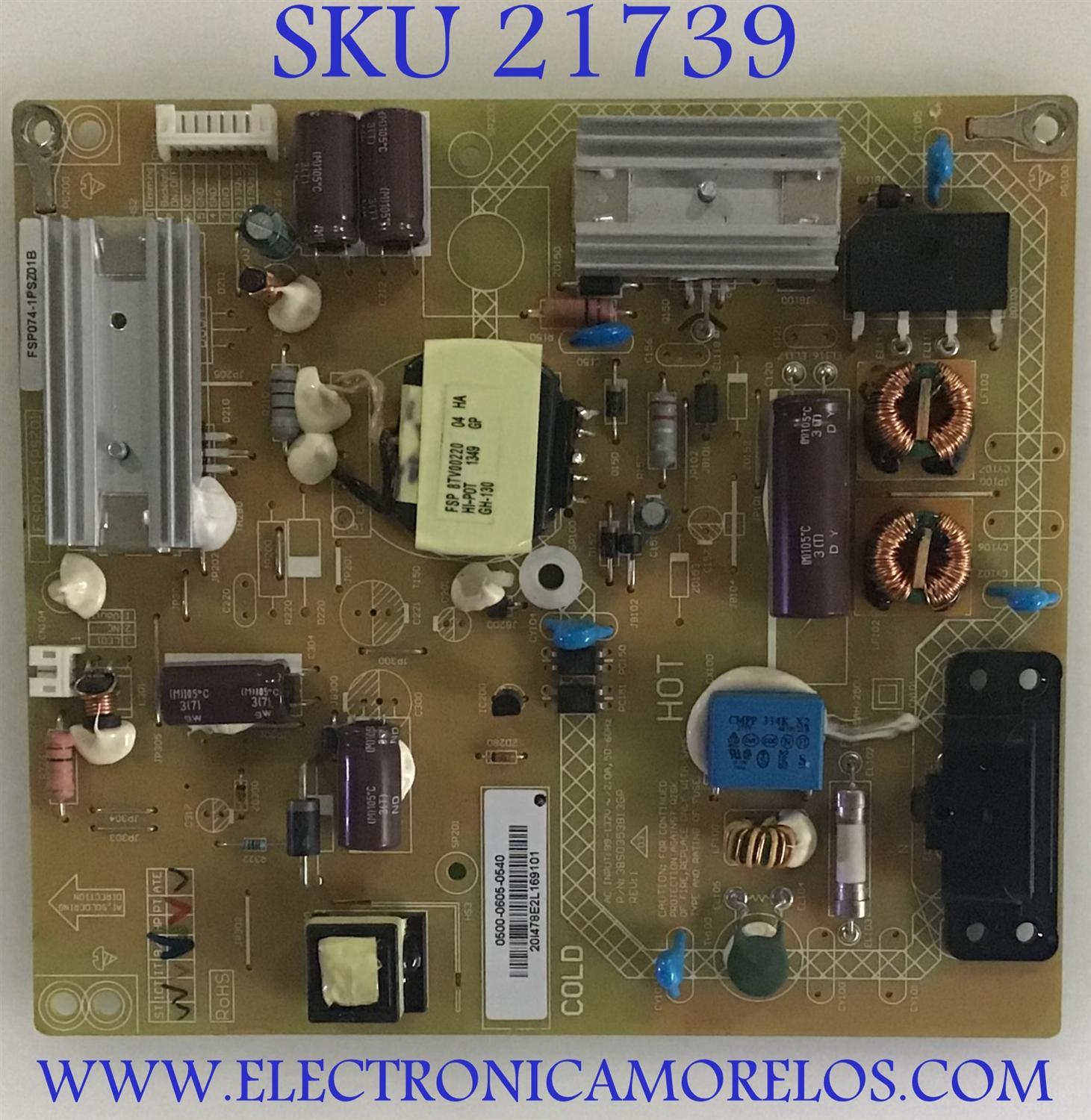 FUENTE DE PODER VIZIO / 0500-0605-0540 / FSP074-1PSZ01 / FSP074-1PSZ01B / 3BS0353813GP / PANEL TPT275B5-A014 / MODELO E320I-B0 LATRPKCQ