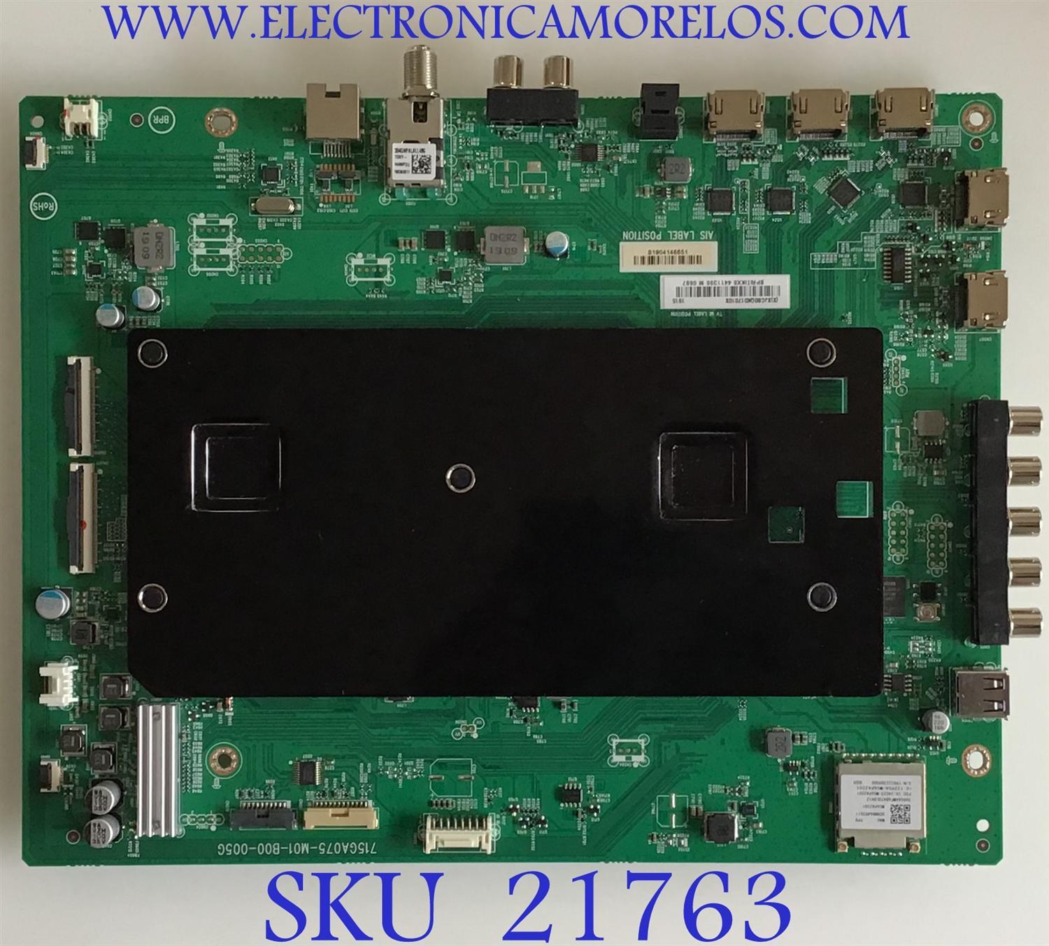 MAIN PARA TV VIZIO ORIGINAL / 756TXJCB0QK017 / 715GA075-M01-B00-005G / XJCB0QK017 / PANEL T750QVF04.3 / MODELO P759-G1 LTMAYPKV