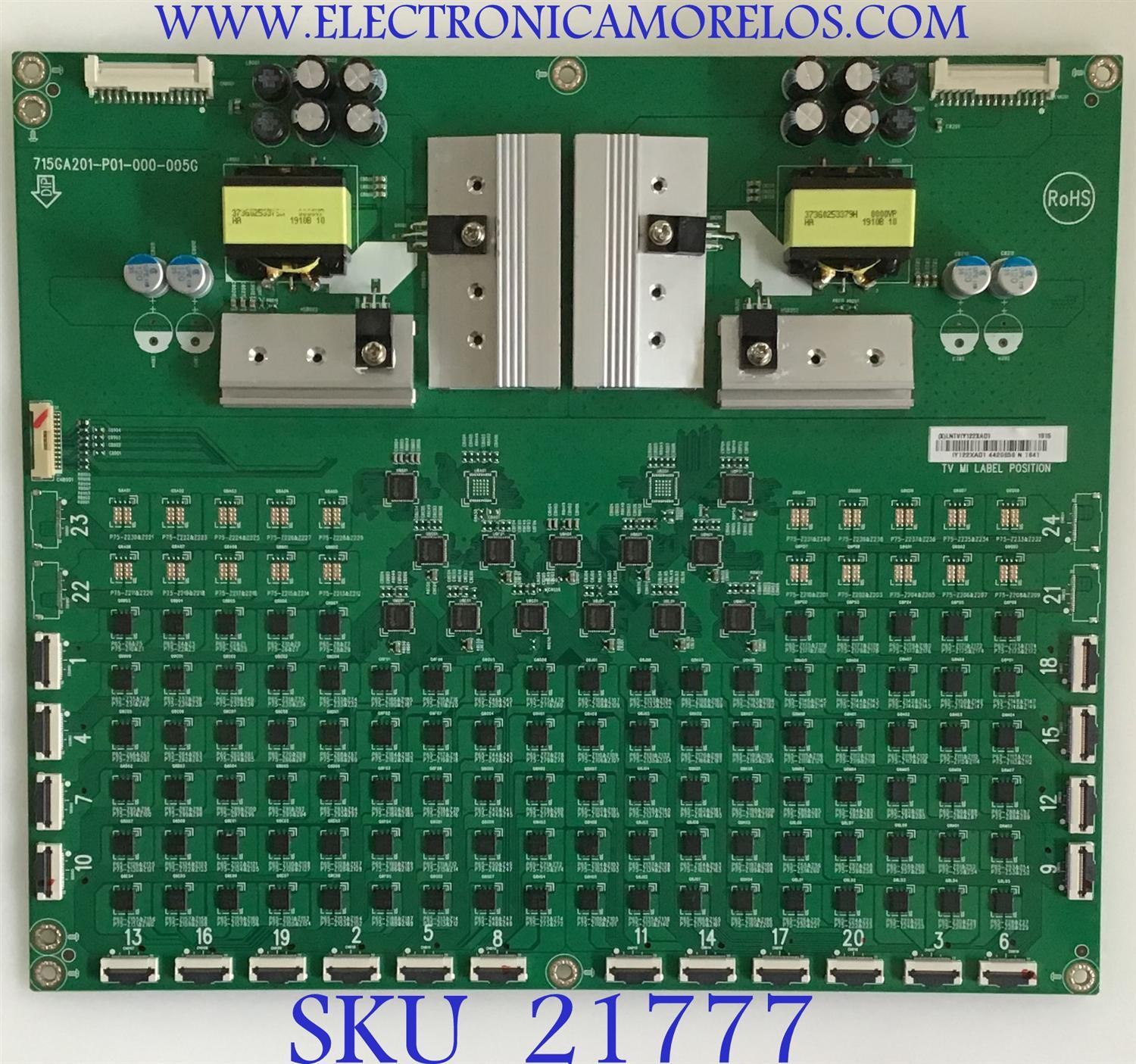 LED DRIVER PARA TV VIZIO / NUMERO DE PARTE LNTVIY122XAD1 / 715GA201-P01-005G / 715GA201-P02-005G / IY122XAD1 / PANEL T650QVF09.3 / MODELOS P659-G1 / P659-G1 LTMAYNKV / P659-G1 LTYAYNOW / P659-G1 LTYAYNOV / P659-G1 LTCAYNMV     