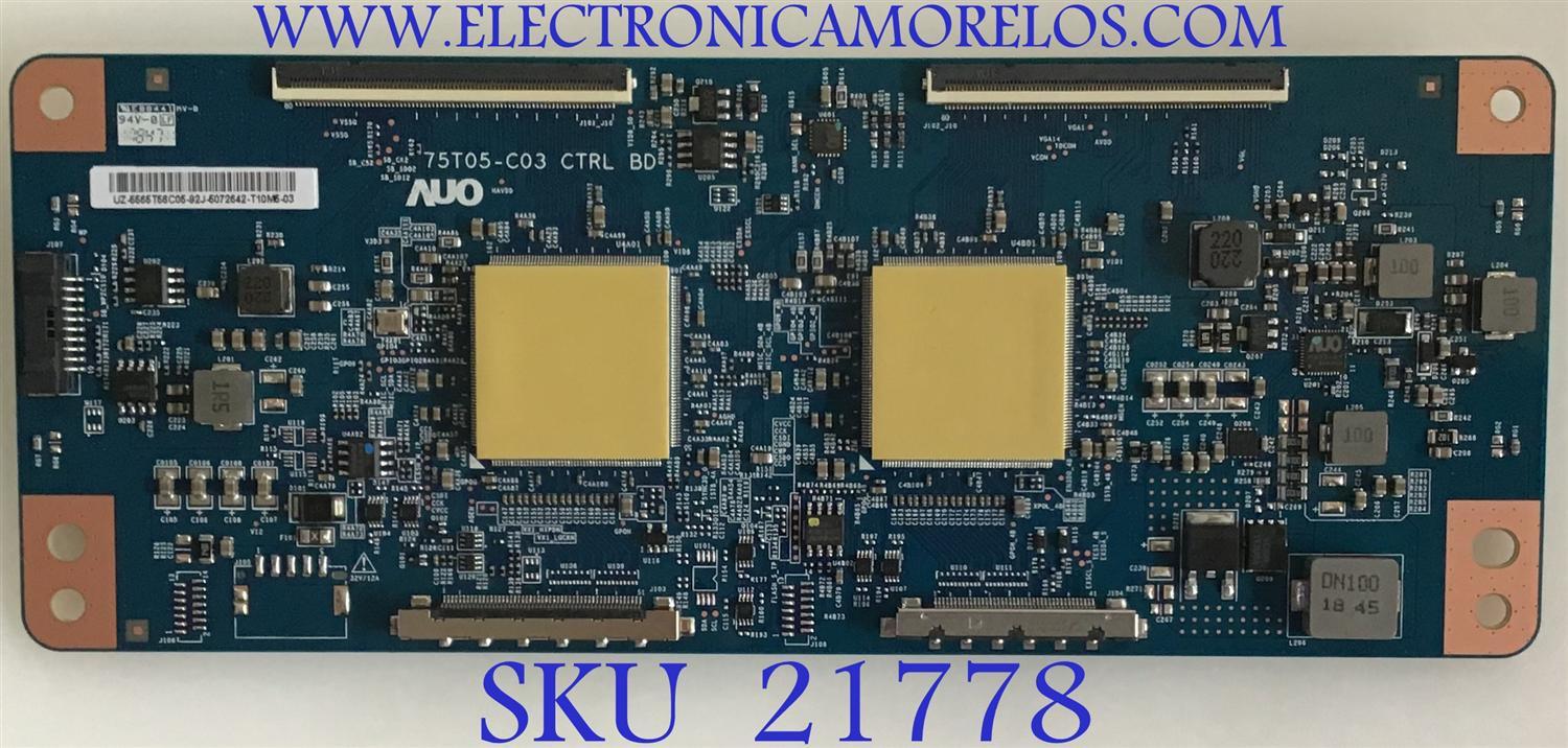 T-CON PARA TV VIZIO / NUMERO DE PARTE 55.65T56.C05 / 5565T56C05 / 75T05-C03 CTRL BD / 75T05-C03 / PANEL T650QVF09.3 / MODELOS P659-G1 / P659-G1 LTMAYNKV / P659-G1 LTYAYNOW / P659-G1 LTYAYNOV / P659-G1 LTC     