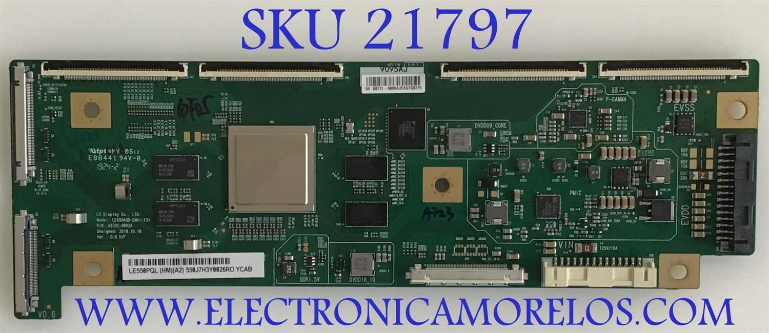 T-CON LG / 6871L-9095A / 6870C-0802A / LE550PQL (HM)(A2) / 9095AJ / PANEL AC550AQL-EMA1 / AC550AQL-FMA1 / MODELOS OLED55B9PUA.DUSQLJR / OLED55B9PUA.DUAQLJR / OLED55C9AUA.DUSQLJR