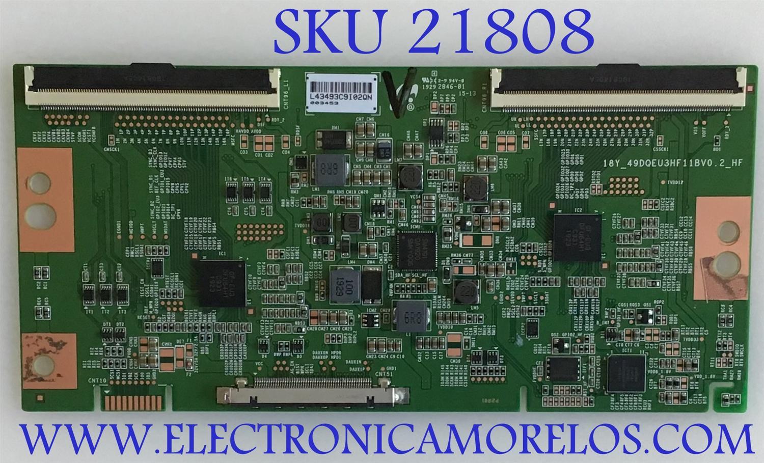 T-CON SAMSUNG / LJ94-43493C / 18Y_49DQEU3HF11BV0.2 / 19292846-01 / PANEL CY-PR490LLLV1F / MODELO 