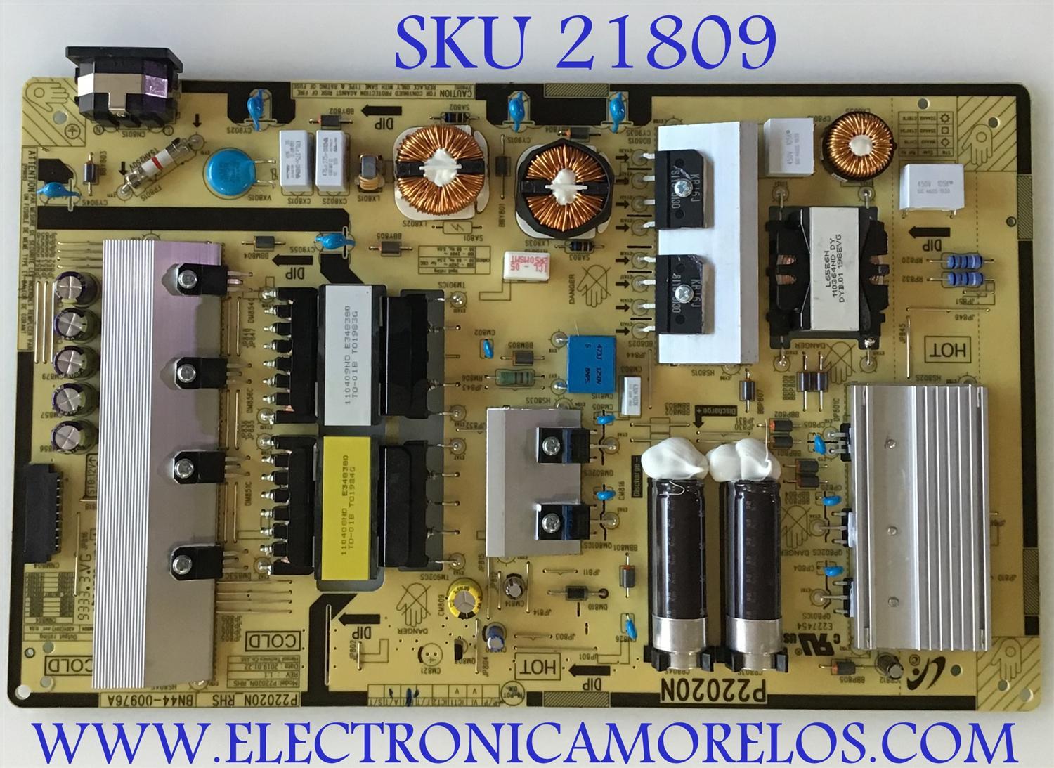 FUENTE DE PODER PARA MONITOR SAMSUNG / BN44-00976A / P22020N_RHS / P22020N / PANEL CY-PR490LLLV1F / MODELO LC49RG90SSNXZA FB02 / LC49G95TSSNXZA FA01