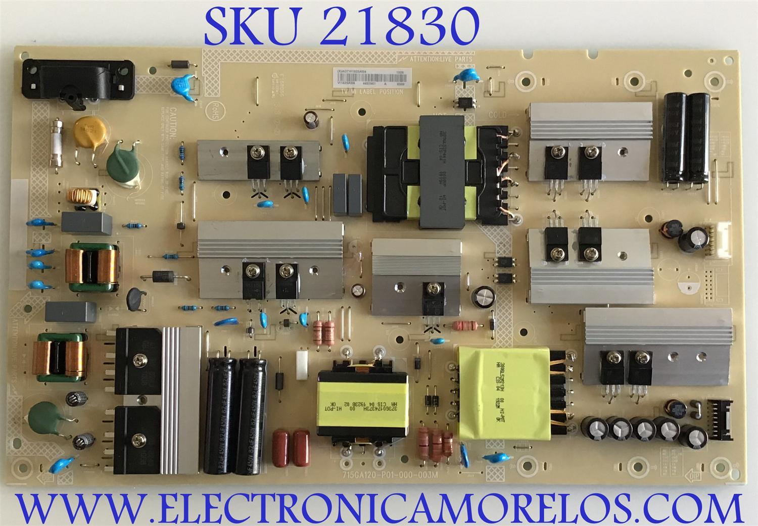 FUENTE DE PODER PARA TV VIZIO ADTVI1825AB4 / 715GA120-P01-000-003M / PANEL TPT550U1-QVN05.U / MODELOS M558-G1 LTMWYGLV / M558-G1 LTMWYGKV