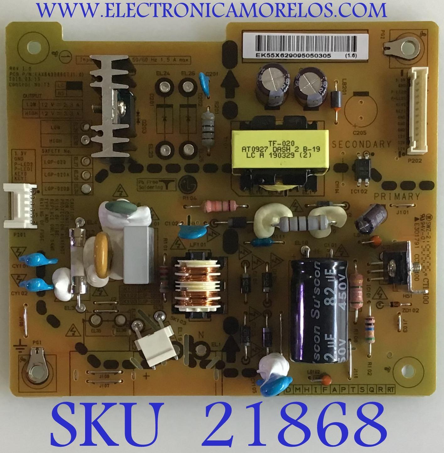 FUENTE DE MONITOR LG / EAY62909505 / EAX64998607(1.0) / 62909505 / PANEL LM270WR3 (SP)(A1) / MODELO 27UD58-BA.AUSLQPN