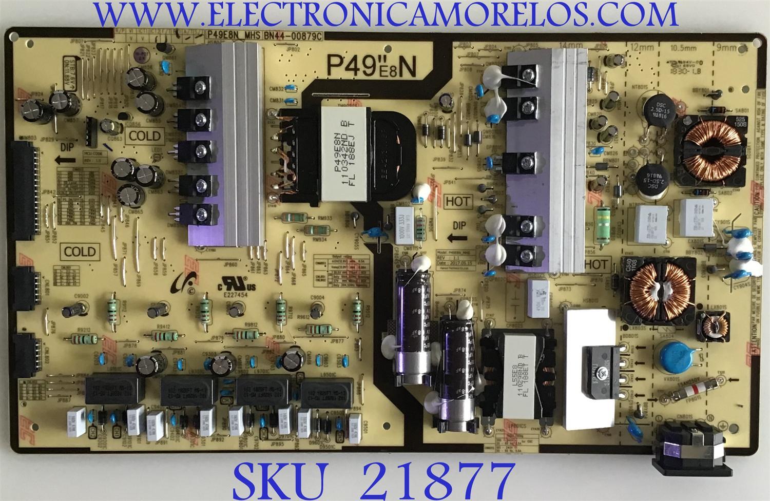 FUENTE DE MONITOR SAMSUNG / NUMERO DE PARTE BN4400879C / BN44-00879C / P49E8N_MHS / PANEL CY-PM490LSLV1F / MODELOS LC49HG90DMNXZA FB02 / LC49RG90SSNXZA FB02 / LC49G97TSSNXDC CA02