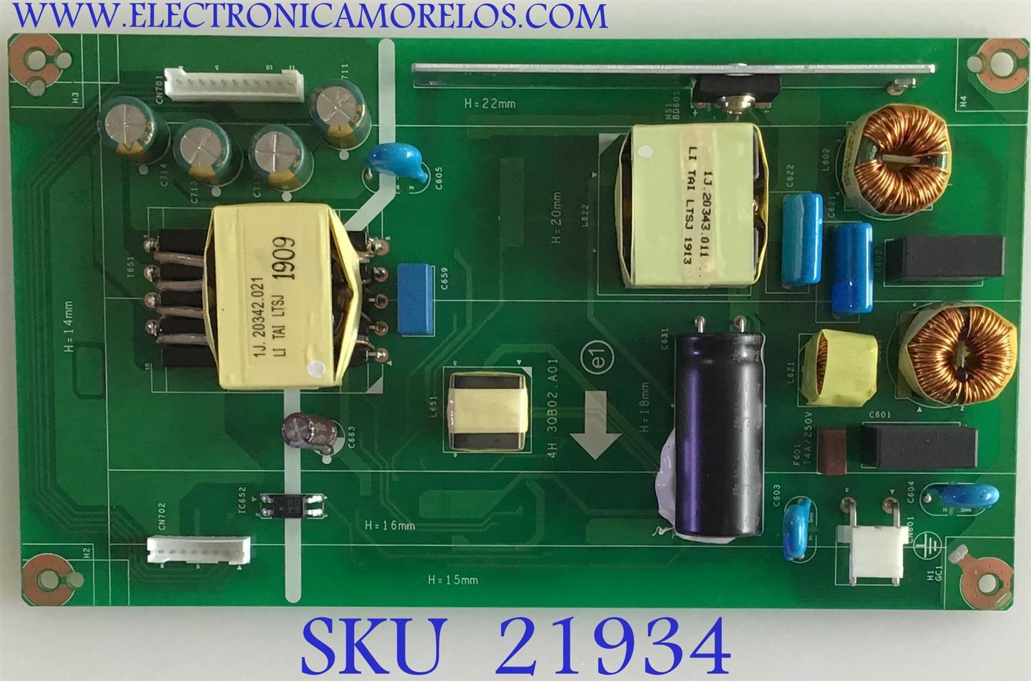FUENTE DE PODER DELL ALIENWARE MONITOR / 5E3QB02001 / 4H.-3QB02.A01 / PANEL LM340UW4(SS)(A1) / MODELO AW3418DWB