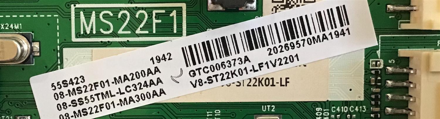 MAIN PARA TV TCL ((ROKU TV)) 4K·UHD·HDR / NUMERO DE PARTE 08-SS55TML-LC324AA / 40-MS22F1-MAB2HG / 08-MS22F01-MA300AA / 08-MS22F01-MA200AA / V8-ST22K01-LF1V22 / PANEL LVU550NDEL SJ9W01 / DISPLAY LSC550FN11-203 / MODELOS 55S421 / 55S423 / 55S425 / 55S431 - Imagen 3