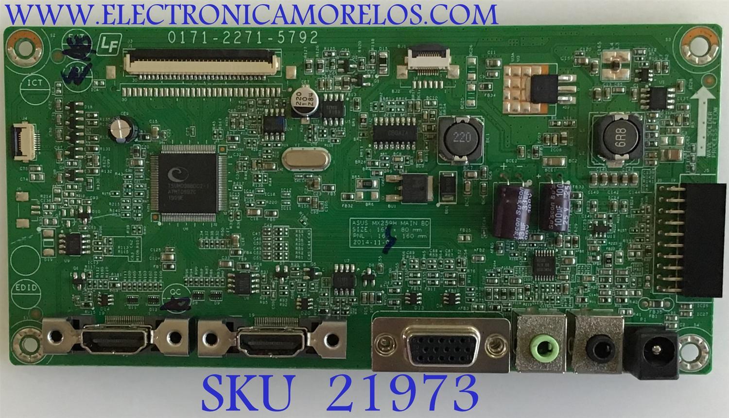 MAIN MONITOR ASUS / 3525-0143-0150 / 0171-2271-5792 / PANEL  RB5LM250WF5(SA)(AF) / MODELO MX259HS
