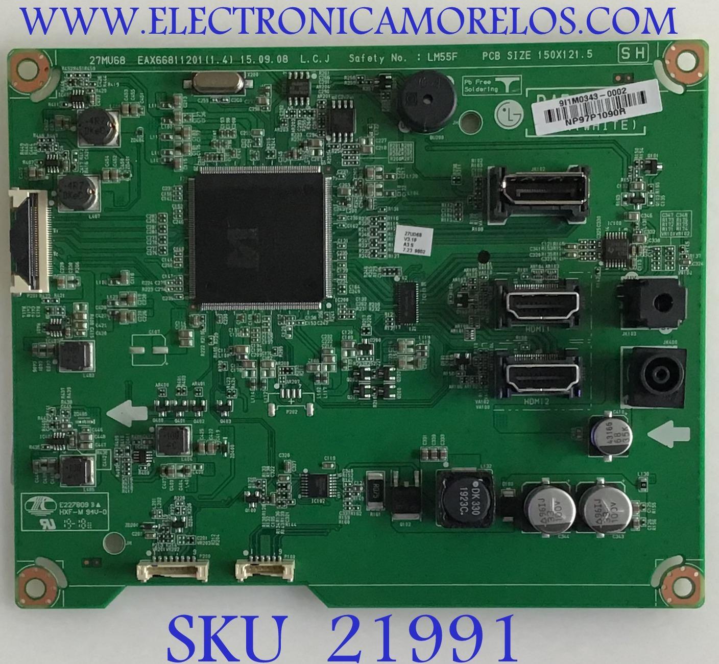 MAIN MONITOR LG / EAX66811201 / EAX66811201(1.4) / NP97P1090R / PANEL LM270WR3 (SS)(A1) / MODELO 27UD68-WG.AUSHMPN
