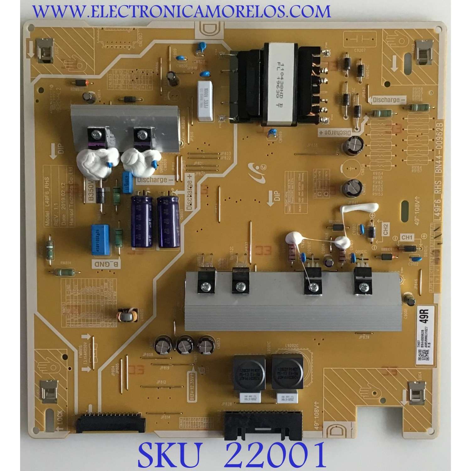 FUENTE DE PODER SAMSUNG / BN44-00962B / L49F6_RHS / BN4400962B / PANEL CY-RR049HGEV1H / MODELO QN49LS03RAFXZA BA01