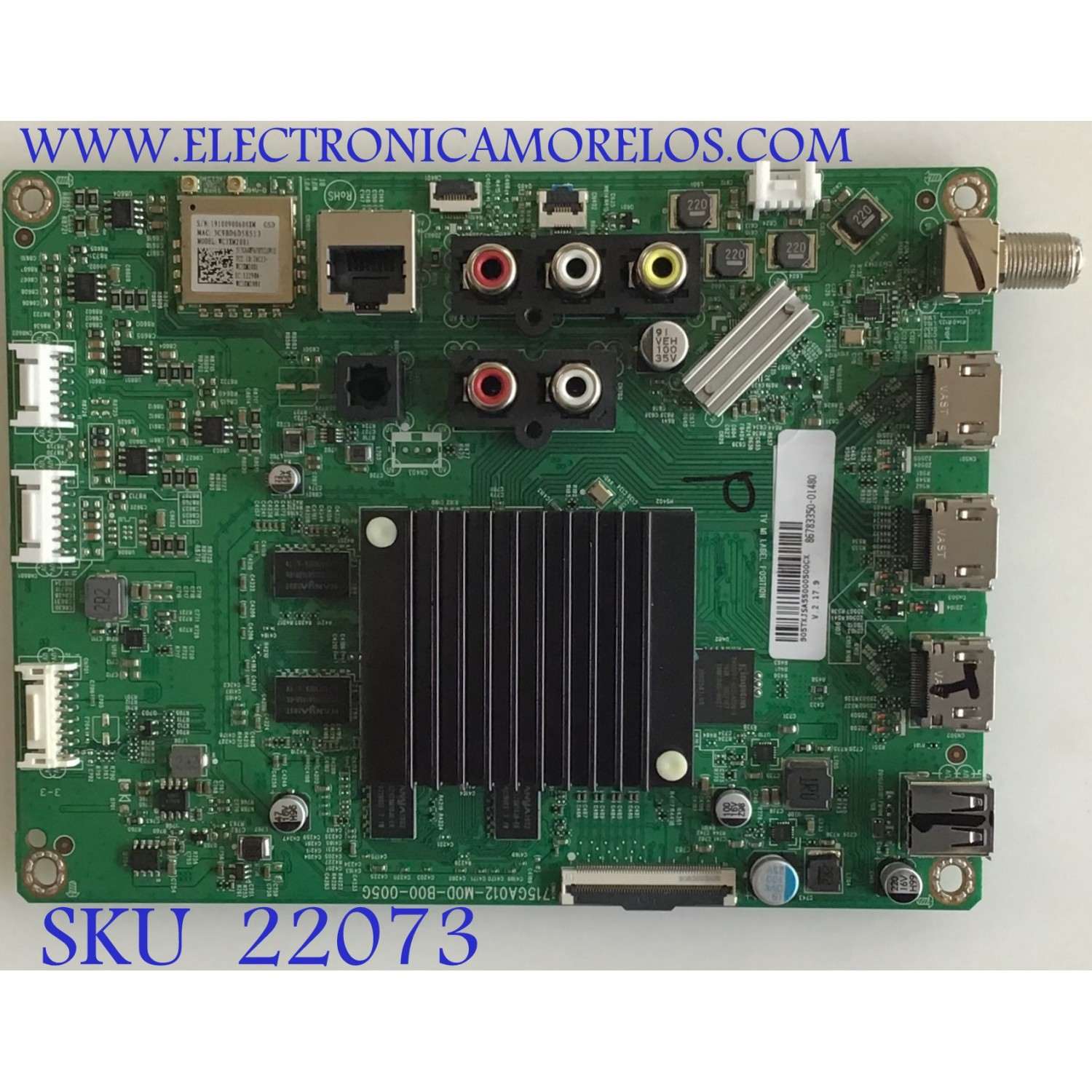MAIN PARA TV VIZIO / NUMERO DE PARTE 905TXJSA55000500CX / 715GA012-MOD-B00-005G / PANEL TPT550U1-QVN05.U REV:S57B1AL / MODELO V555-G1 / V555-G1 LTCWYINV