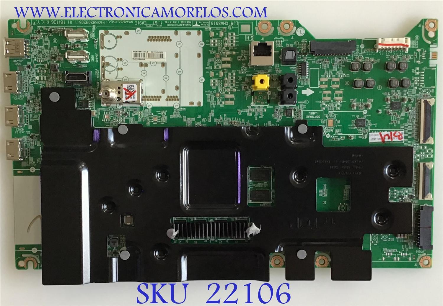 MAIN LG SMART TV PROCESADOR INTELIGENTE Α9 GEN2 / EBT65856905 / EAX68303205(1.0) / PANEL AC550AQL-FMA1 / MODELOS OLED55C9PUA DUSQLJR / OLED55C9PUA BUSYLJR