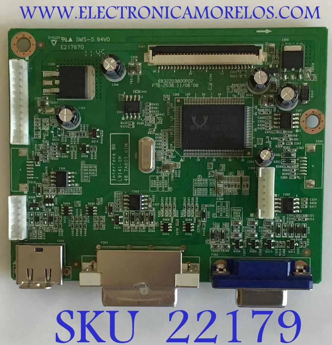 MAIN PARA MONITOR ACER / 65.7DZ8Z1.018 / 48.7A605.01M / 19590981 / L9141-1M / PANEL M236H1-L01 REV.C2 / MODELO G245HHQ