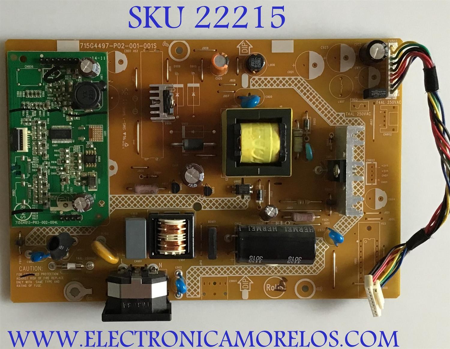 FUENTE DE PODER PARA MONITOR / A1503QX5 / 715G4497-P02-001-001S / (T)A1503QX5