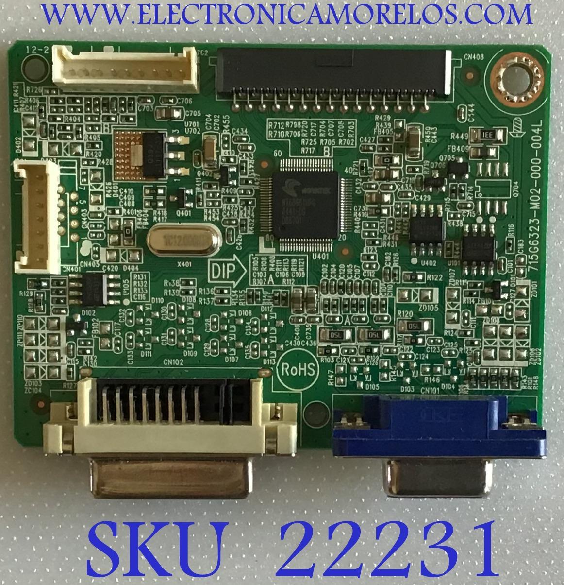 MAIN PARA MONITOR VIEWSONIC / GQECB0VV031 / 715G6323-M02-000-004L / (Q)GQECB0VV031000Q / PANEL TPM215HW01-HTN01 / MODELO VA2246M-LED