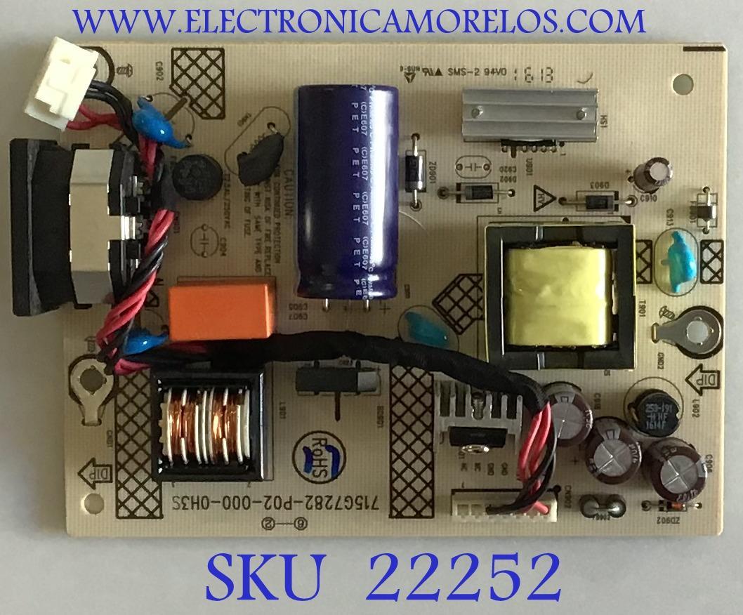 FUENTE DE PODER PARA MONITOR HP / QFCB0HP009000Q / 715G7609-M01-000-0H4L / (F)QFCB0HP009000Q / PANEL LM215WF3 (S1)(N1) / MODELO E222