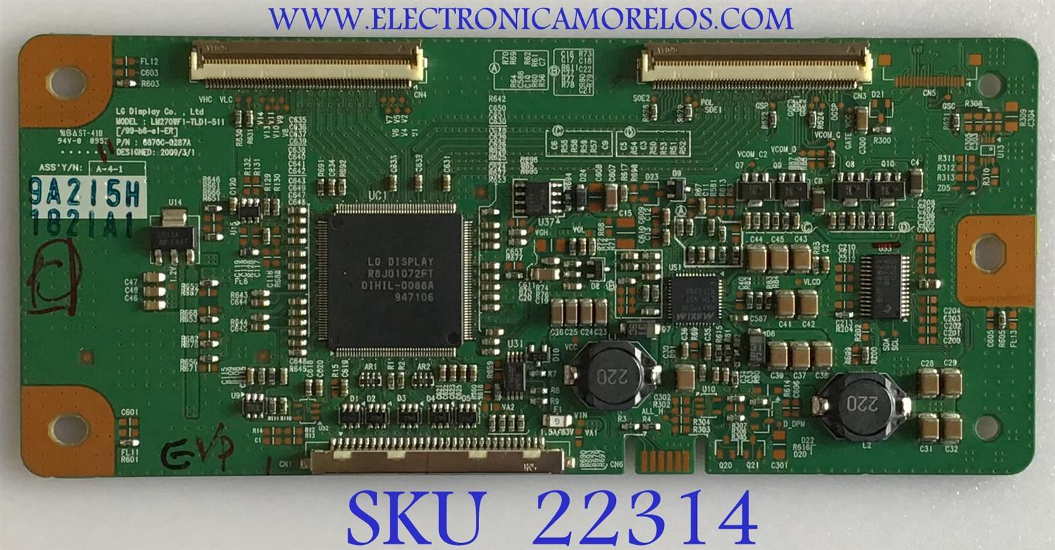 T-CON LG / 6871L-1821A / 6870C-0287A / 1821A / PANEL LM270WF1 (TL)(D2) / MODELO M2762D-PML.AUSKLPR