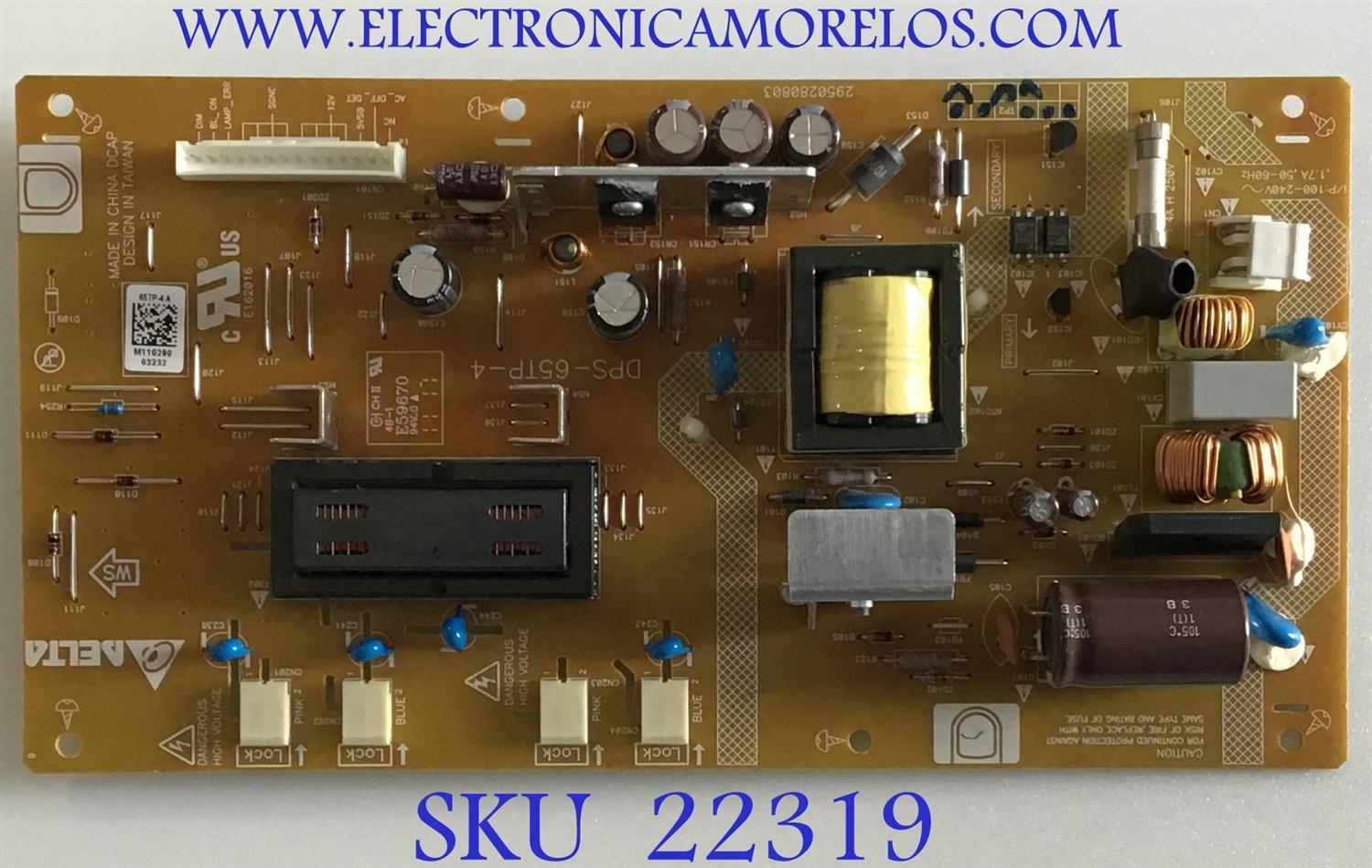 FUENTE DE PODER DYNEX / 56.04065.1L1 / DPS-65TP-4 / 2950280803 / 56040651L1 / PANEL M236H1-L01 Rev.C1 / MODELO DX-24LD230A12