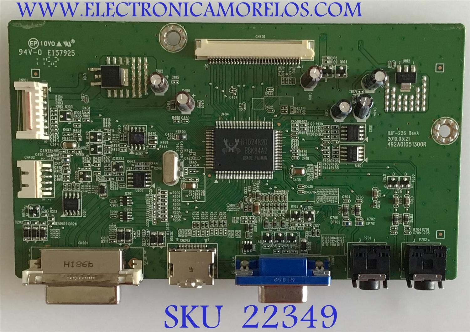 MAIN PARA MONITOR DELL / 795401300800R / 492A01051300R / ILIF-226 / PANELLTM230HT05 / MODELO ST2320LF