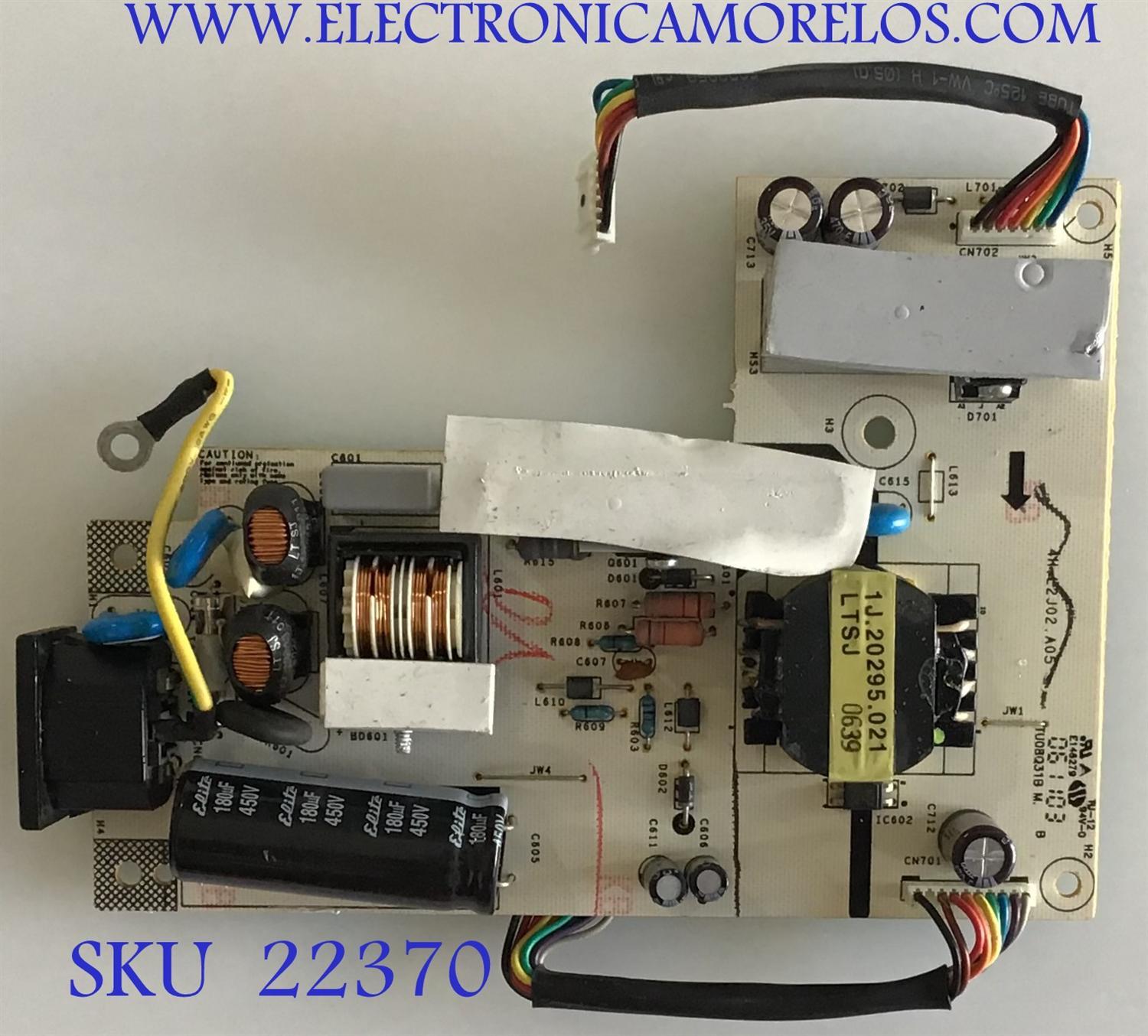 FUENTE DE PODER PARA MONITOR DELL / 5EL2J02001 / 4H.L2J02.A05 / 359075 / PANEL LM201W01 (SL)(C2) / MODELO 2007WFPB