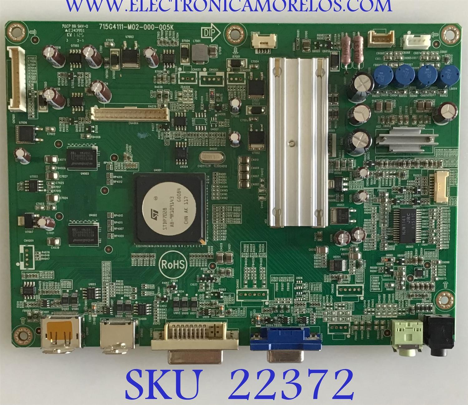 MAIN PARA MONITOR ASUS / GQBCBCA015 / 715G4111-M02-000-005K / (T)GQBCB CA015 / PANEL M270H1-L01 REV.C4 / MODELO VE276Q