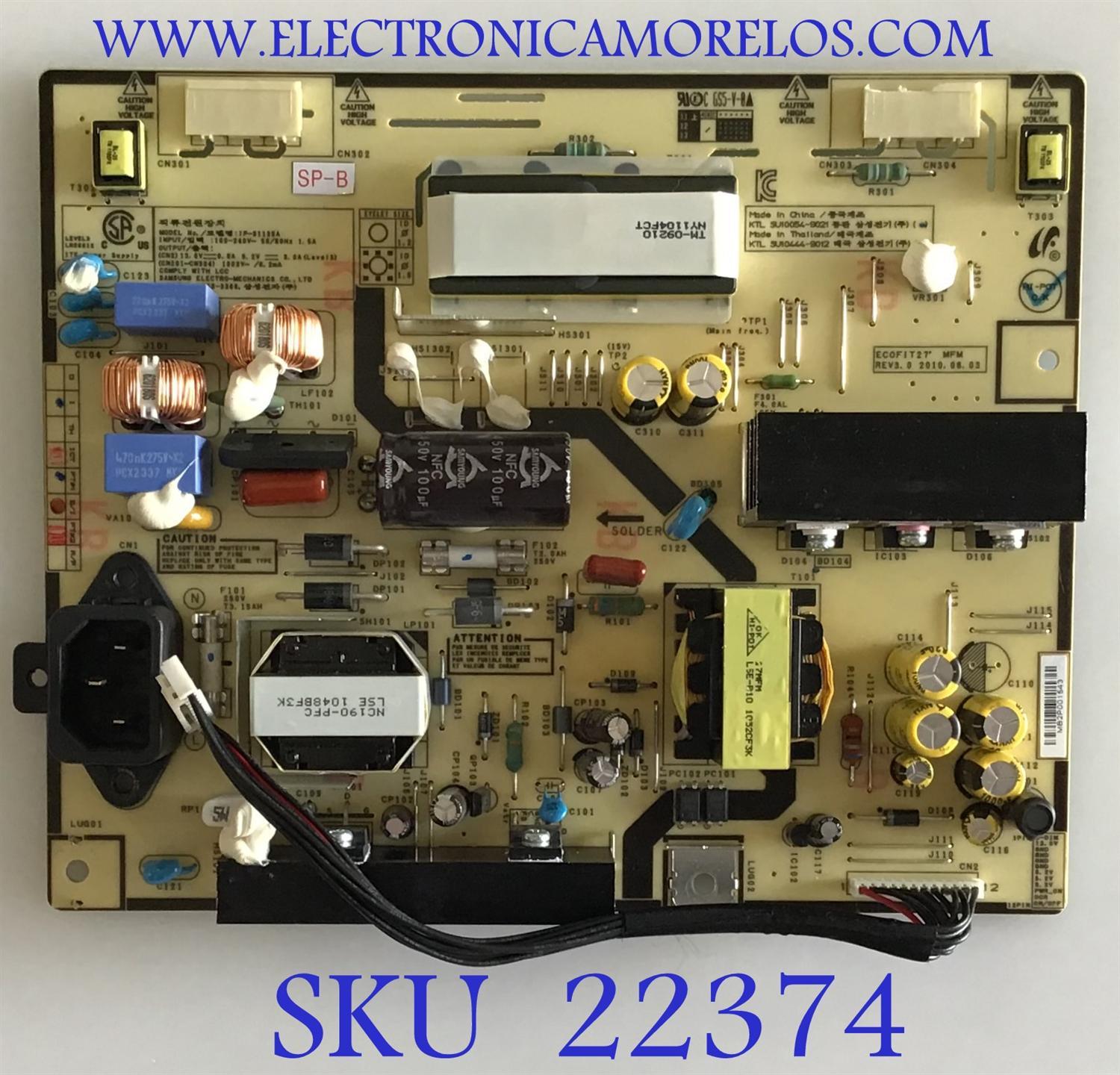 FUENTE DE PODER SAMSUNG / BN44-00322A / IP-61135A / BN4400322A / PANEL M270H1-L01 REV.C1 / MODELO LS27EMNKUY/ZA CT01