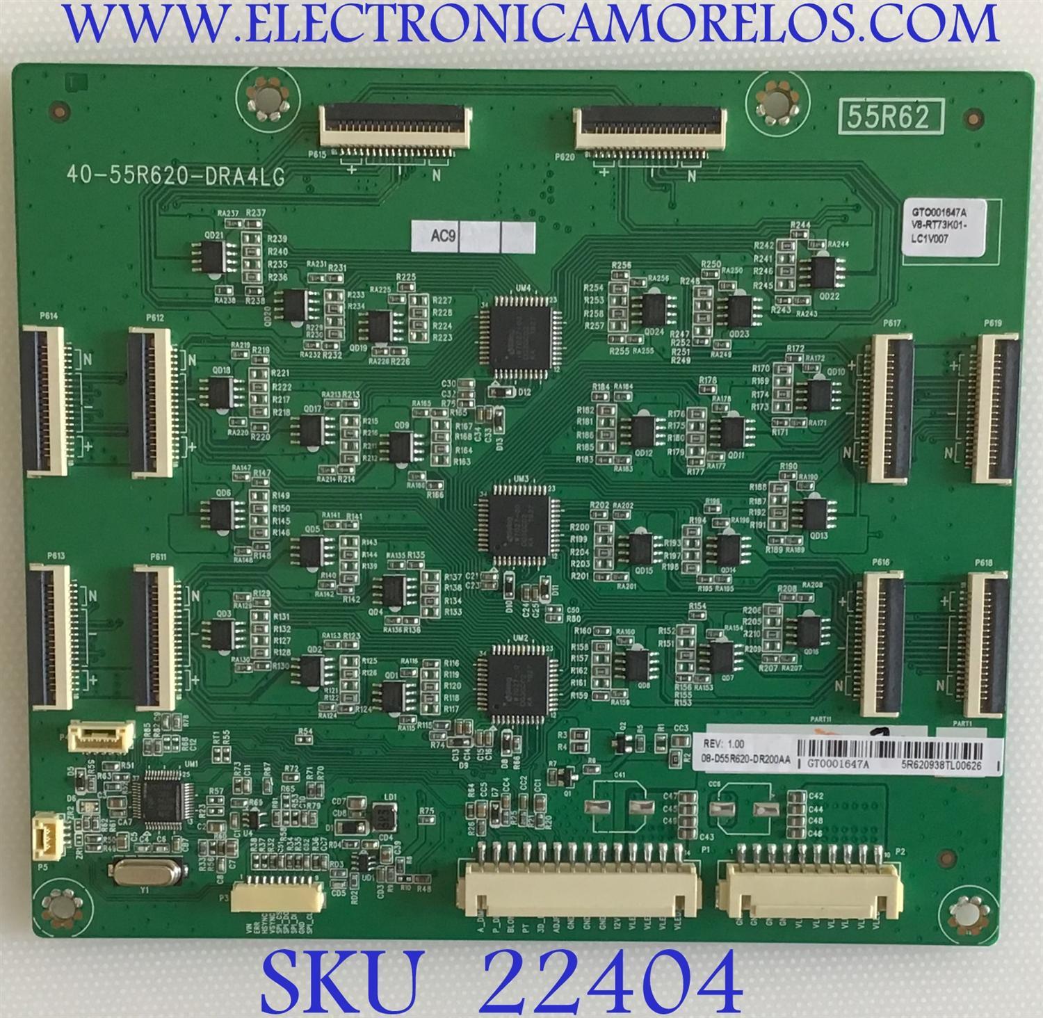 LED DRIVER TCL / 08-D55R620-DR200AA / 40-55R620-DRA4LG / GT0001647A / PANEL LVU550NDBL / MODELO 55R625
