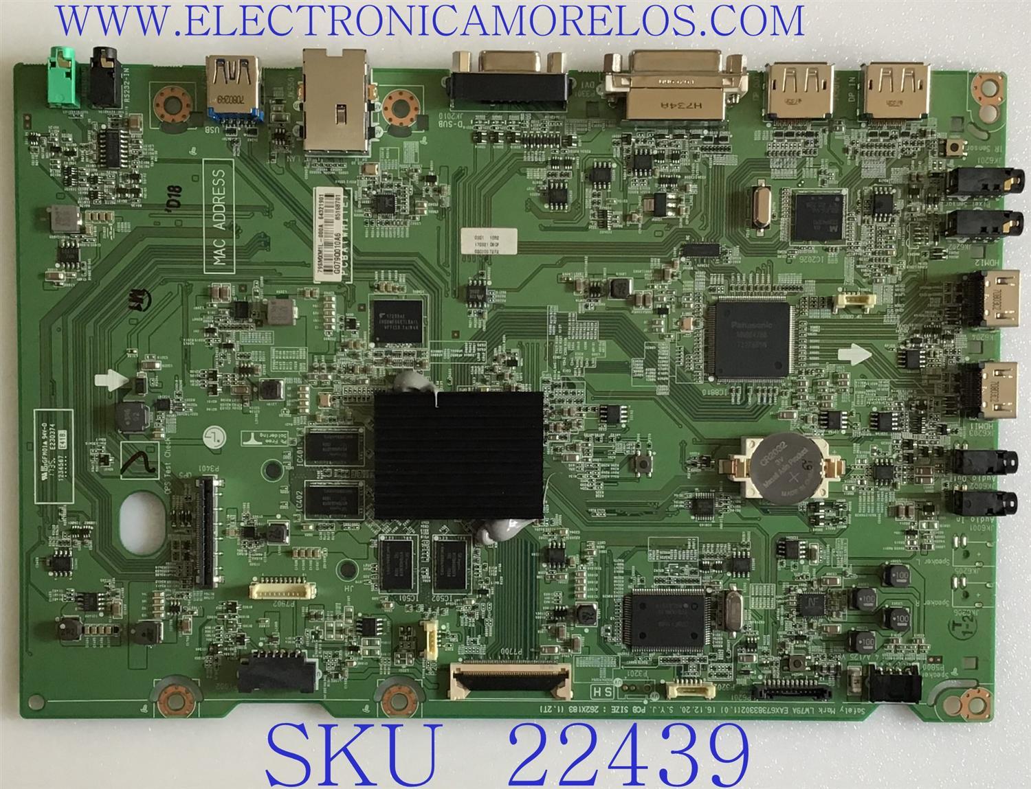 MAIN PARA TV LG / EBT64321901 / EAX67383302(1.0) / 85168701 / PANEL LD430EUE (FH)(B1) / MODELO 43SM5KD-BH.AUSSLJM