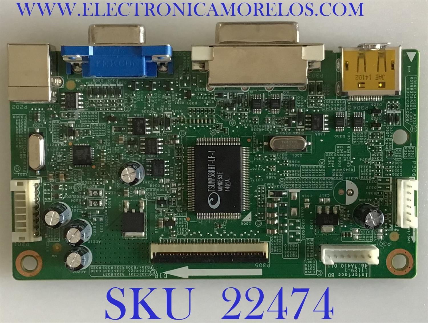 MAIN PARA MONITOR HP / 65.7A4Z1.006 / 48.7A410.011 / 23447754 / PANEL  LTM240CT07 / MODELO LA2405X