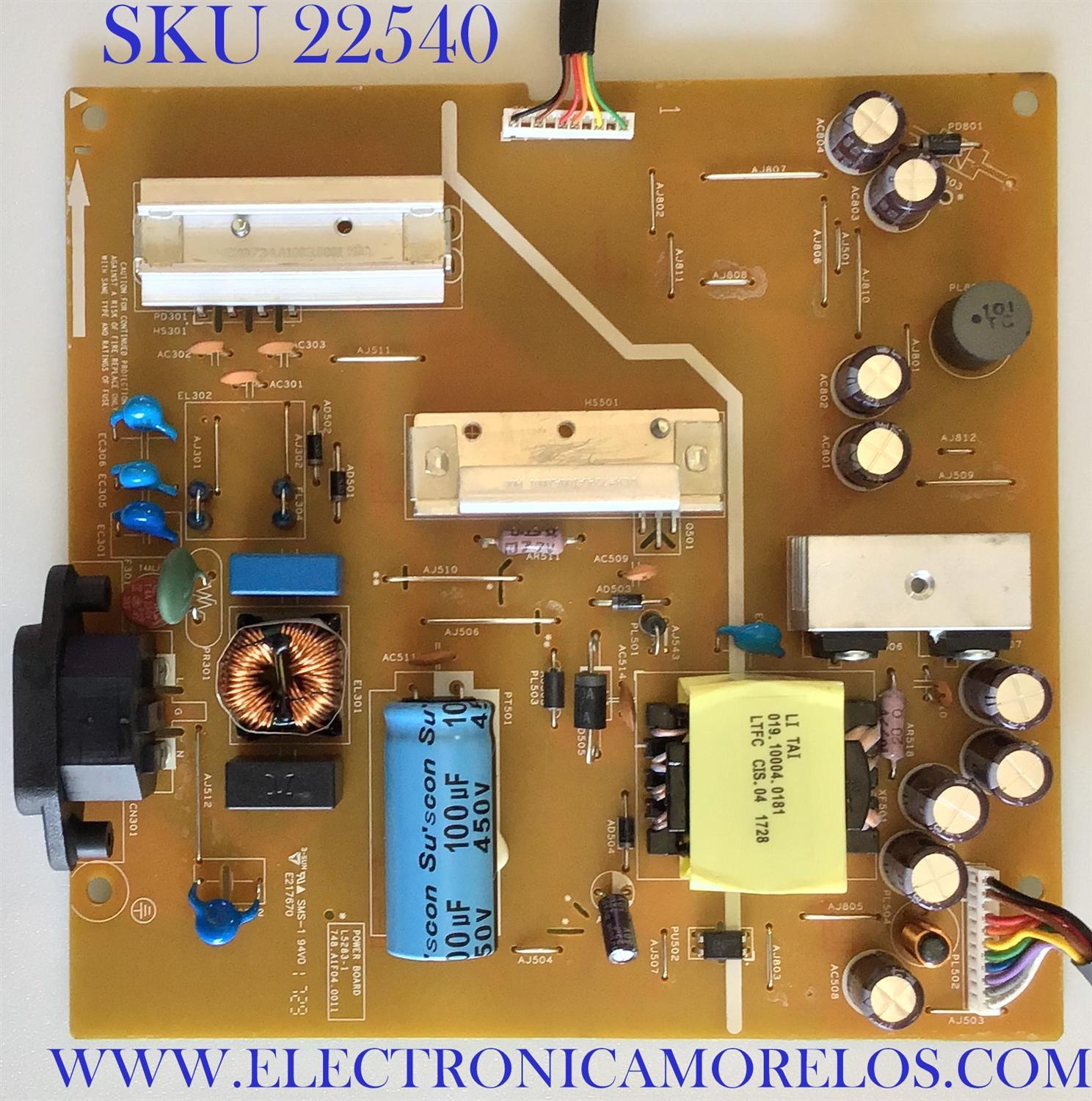FUENTE DE PODER PARA MONITOR DELL / 755.A1F03.0001 / 748.A1F04.0011 / L5283-1 / PANEL LM290WW2 (SS)(D1) / MODELO U2917W