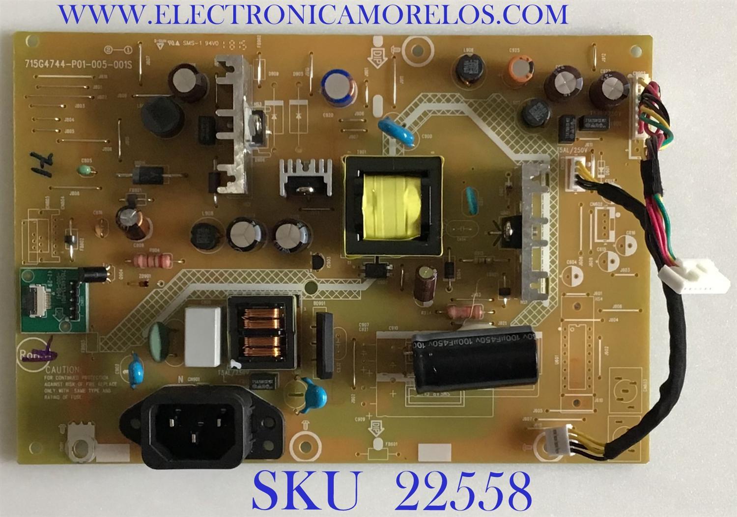 FUENTE DE PODER PARA MONITOPR AOC / PLPCGB555XQNN / 715G4744-P01-005-001S / (F)PLPCGB555XQNN / PANEL LM270WF (S2)(CD) / MODELO I2769VM
