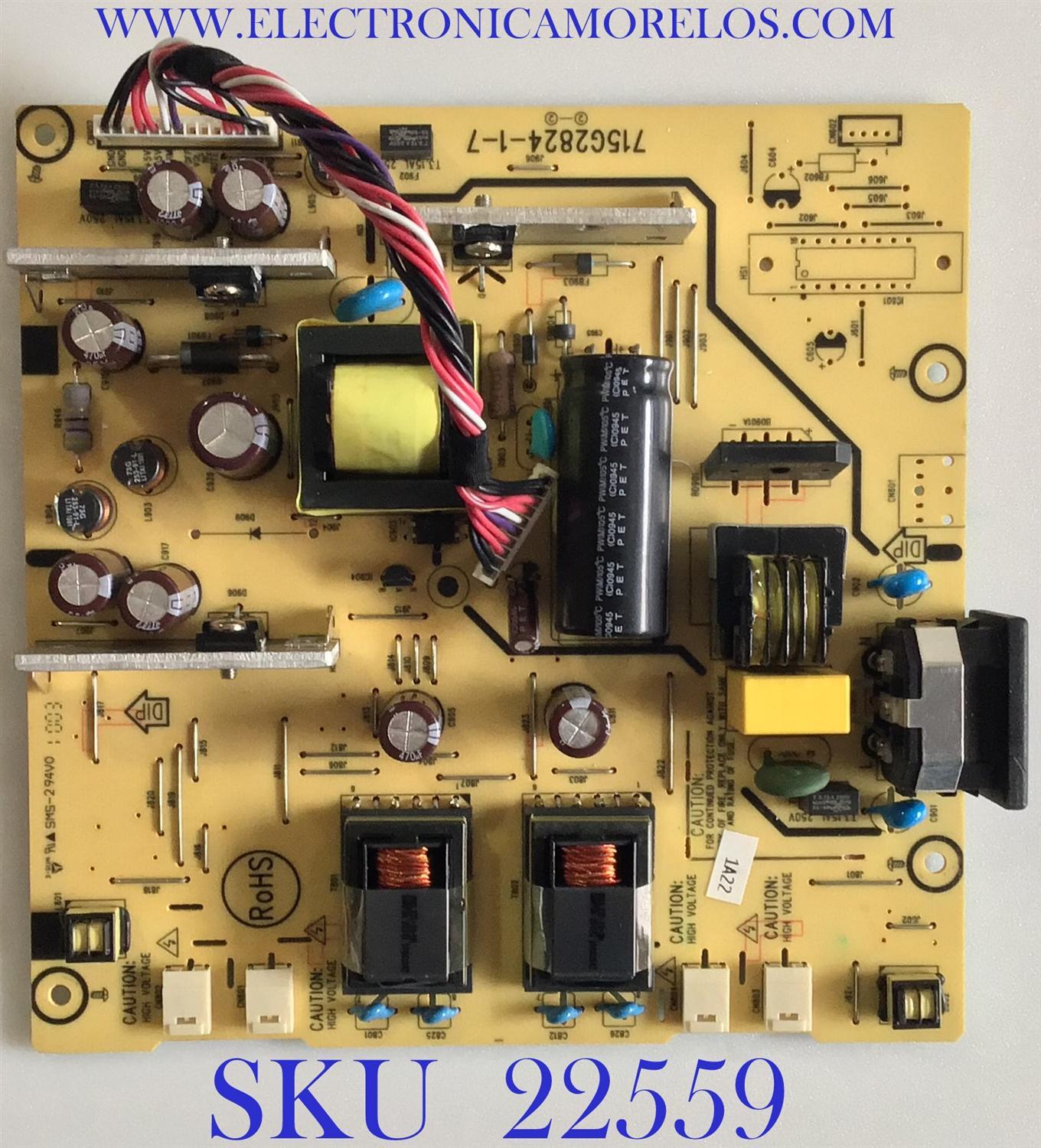 FUENTE DE PODER PARA MONITOR HP / 8E42LAC4 / 715G2824-1-7 / (T)8E42LAC4 / PANEL LM230WF1 (TL)(B3 / MODELO W2338H
