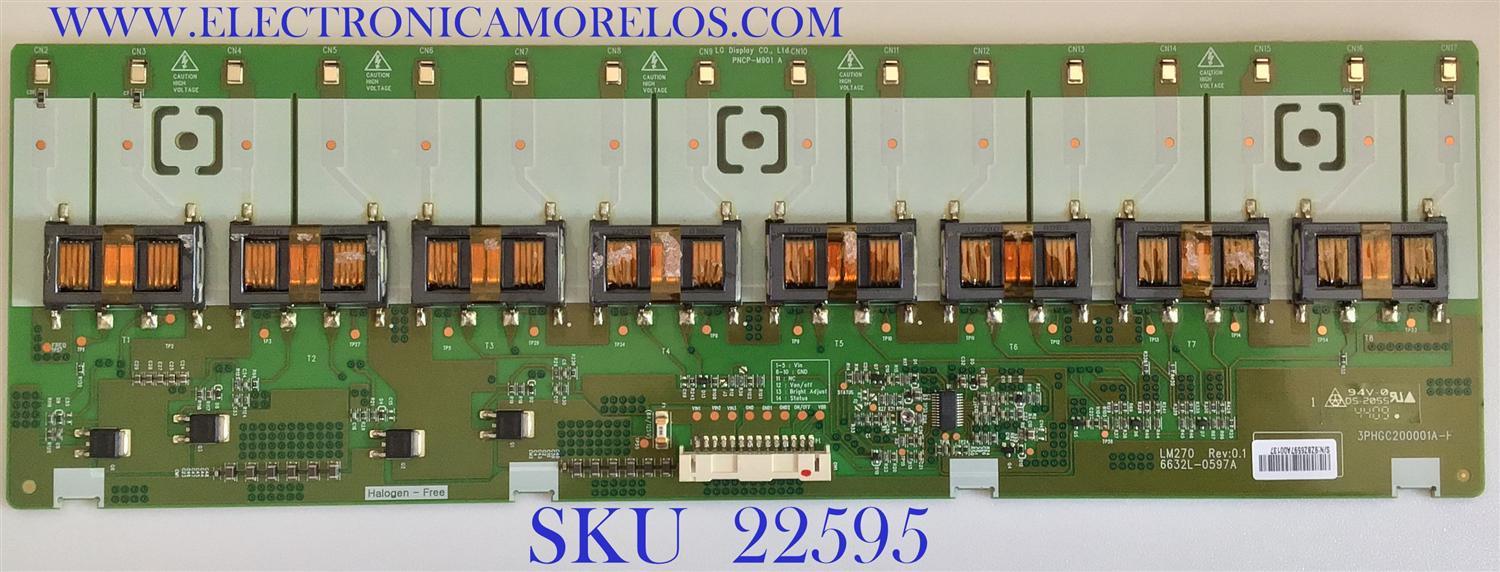 BACKLIGHT INVERTER DELL / 6632L-0597A / 3PHGC200001A-1 / PANEL LM270WQ2(SL)(A1) / MODELO U2711B