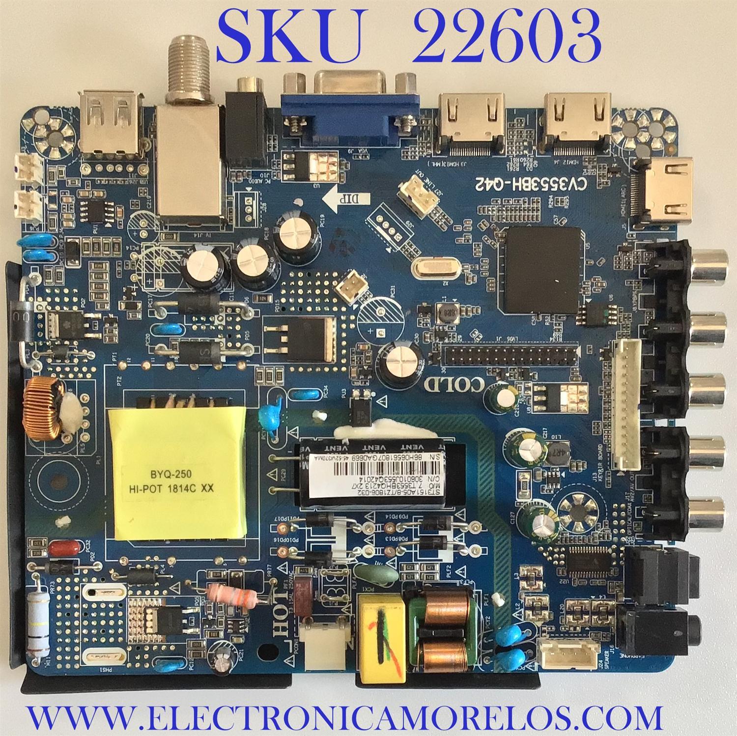 MAIN FUENTE PARA TV SUPERSONIC / CV3553BH-Q42 / 306010J553Q / PANEL CX315DLED / MODELO SC-3210 / MODELO 32''