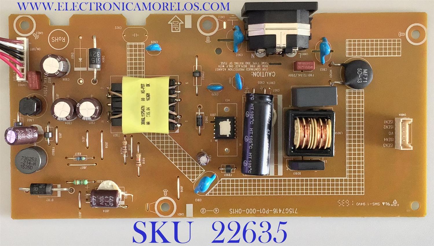 FUENTE DE PODER PARA MONITOR DELL / (Q) FE501KQD1 / 715G7416-P01-000-0H1S / PANEL MV238FHM-N10 / MODELO SE2416HX