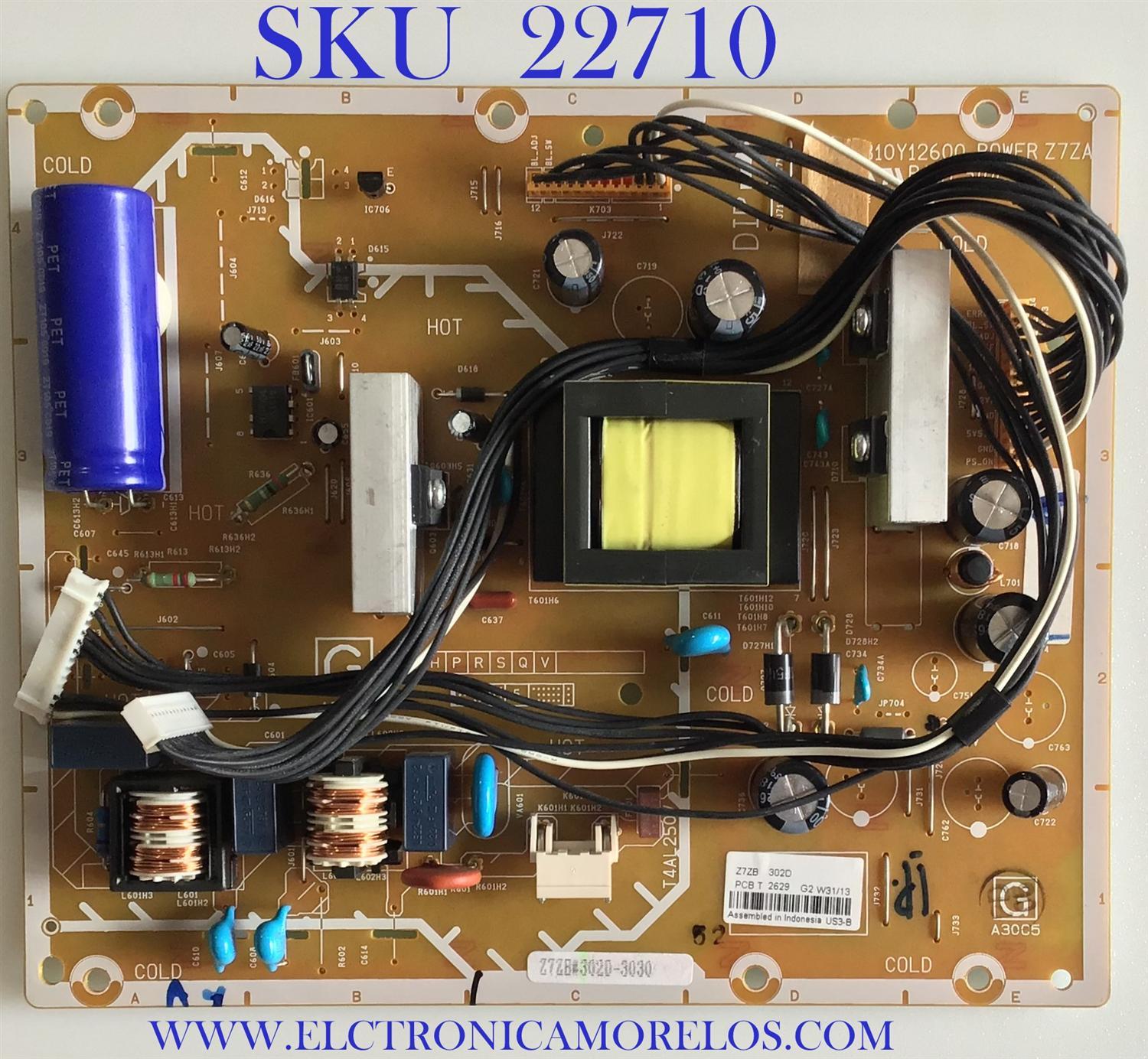 FUENTE DE PODER PARA TV SANYO / 1LG4B10Y12600 Z7ZB / 1LG4B10Y12600 / Z7ZB 302D / PANEL V390HJ1-LE1 Rev.C1 / MODELO DP39E23 P39E23-00